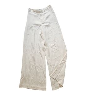 RALPH LAUREN Purple Label Beige Wide Legs 100% Silk Women Pants. Size 6